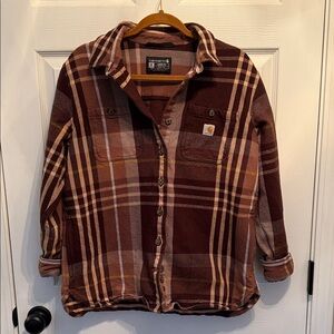 Carhartt Women’s Size M Brown and Tan Plaid Shirt Jacket
